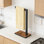 Porte-serviettes en forme de L autoportant avec base en bois, porte-serviettes de cuisine et de salle de bain sans perçage pour le comptoir, fabrication en acier inoxydable