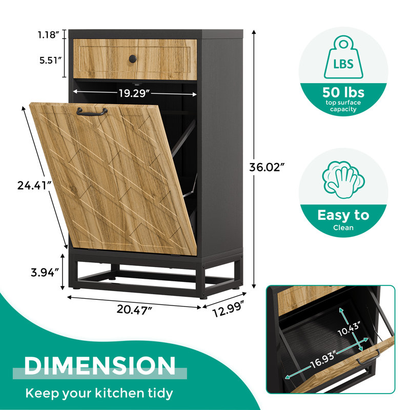 Poubelle en bois manufacturé - 10 gallons
