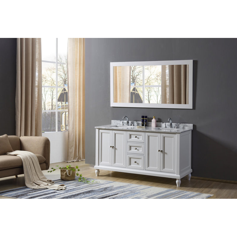 60'' Double Bathroom Vanity with Marble Top
