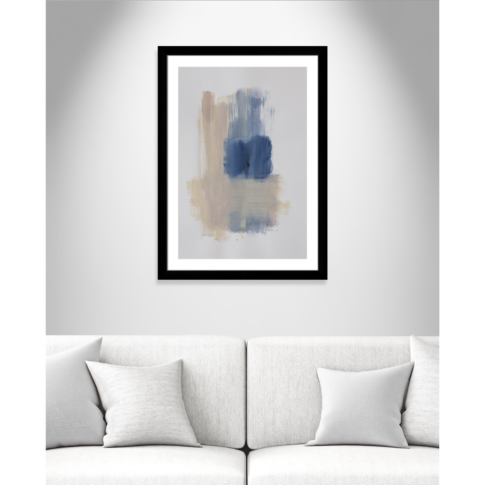 Esmeray "Powder Room Wash III" Print, 37" H x 27" W x 1.25" D, Black Cube Frame Matted