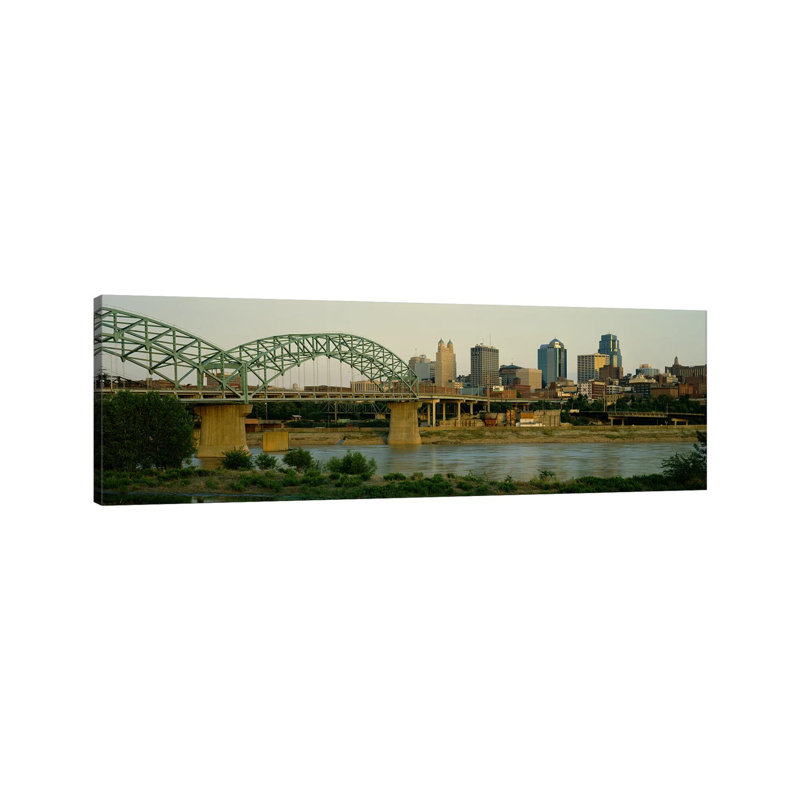 Bridge Across The River, Kansas City, Missouri, USA - Wrapped Canvas Panoramic Print, 121.92 cm H x 40.64 cm W x 1.91 cm D