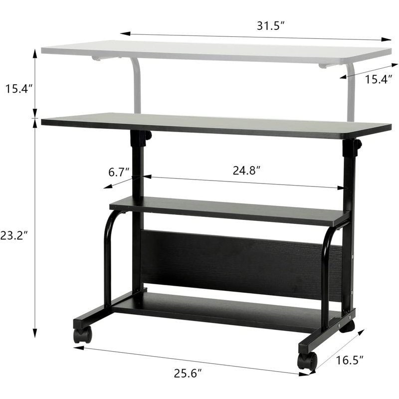 Mayu Aluminum Computer Desk, Black