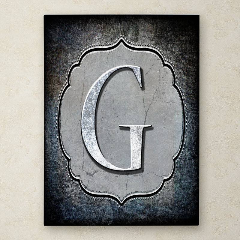 « letter g », art textuel sur toile tendue, H 19 po x l 14 po x P 2 po