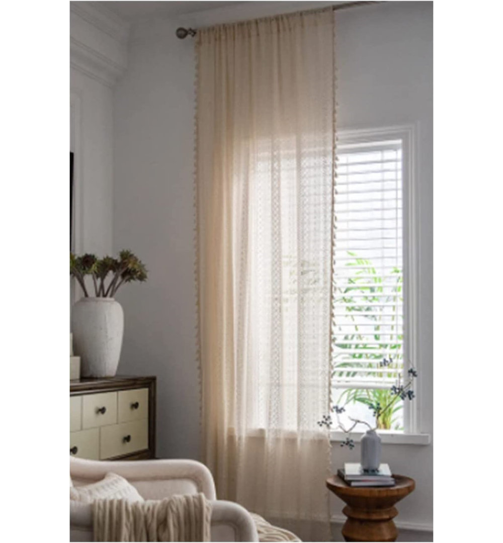 Mely Linen Curtain (Set of 2) Bungalow Rose Size per 