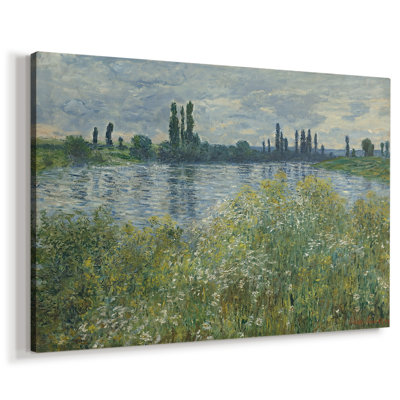 Printemps au bord de la seine - Claude Monet-Toile tendue avec châssis-c. 1878