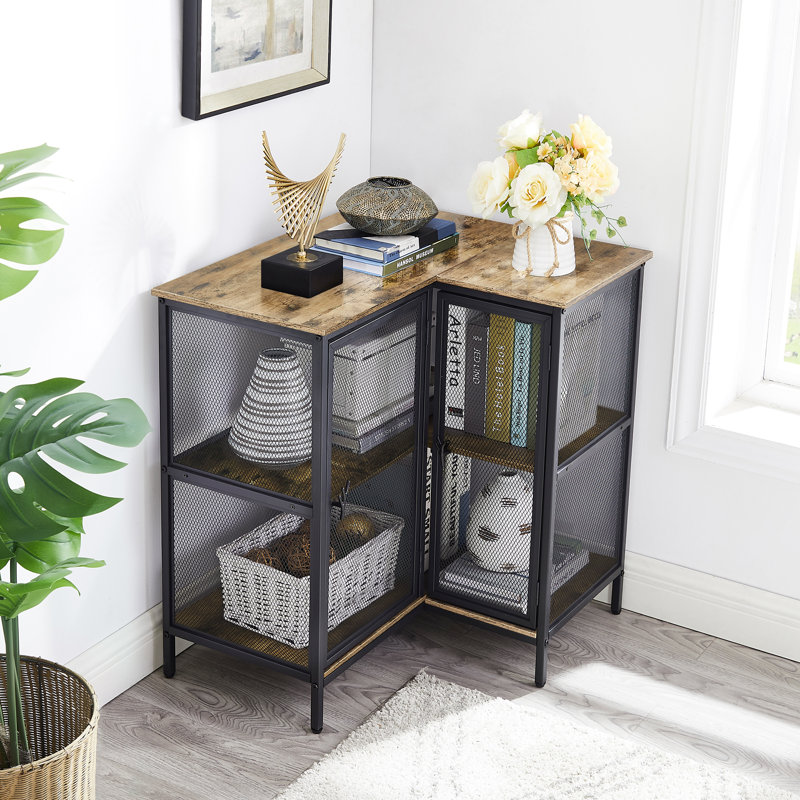 Buffet décoratif de coin en métal 2 portes Piscitelli, Gris