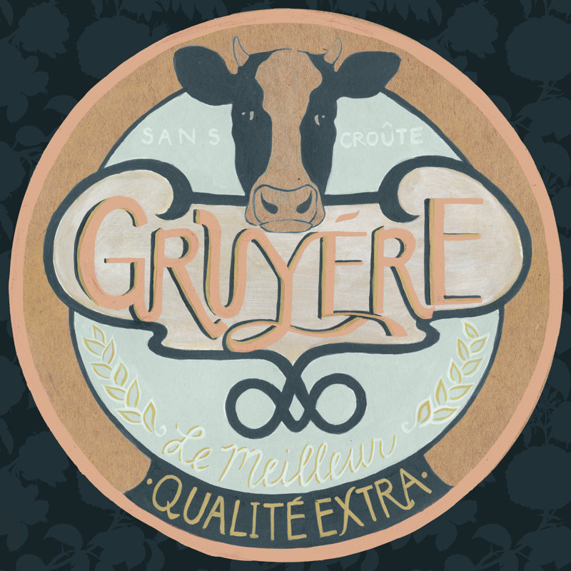 Étiquette de fromage IV, H 12 po x l 12 po
