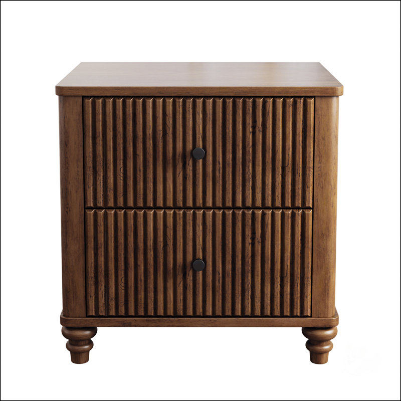 Table de chevet cannelée, Noyer