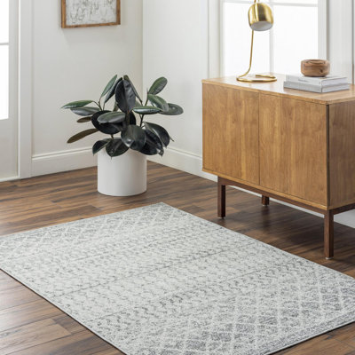 Warkentin Geometric Light Gray/Gray/White Area Rug