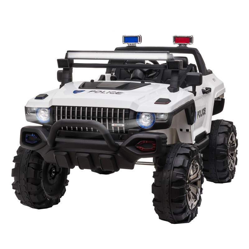 White 12V Police Ride-On Truck with Remote Control