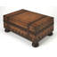 Bettye Table rectangulaire avec coffre en cuir et bois 1 tiroir, brun clair