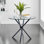 Table ronde en verre avec pieds en acier inoxydable pour la cuisine, le salon, les petits espaces et les coins repas