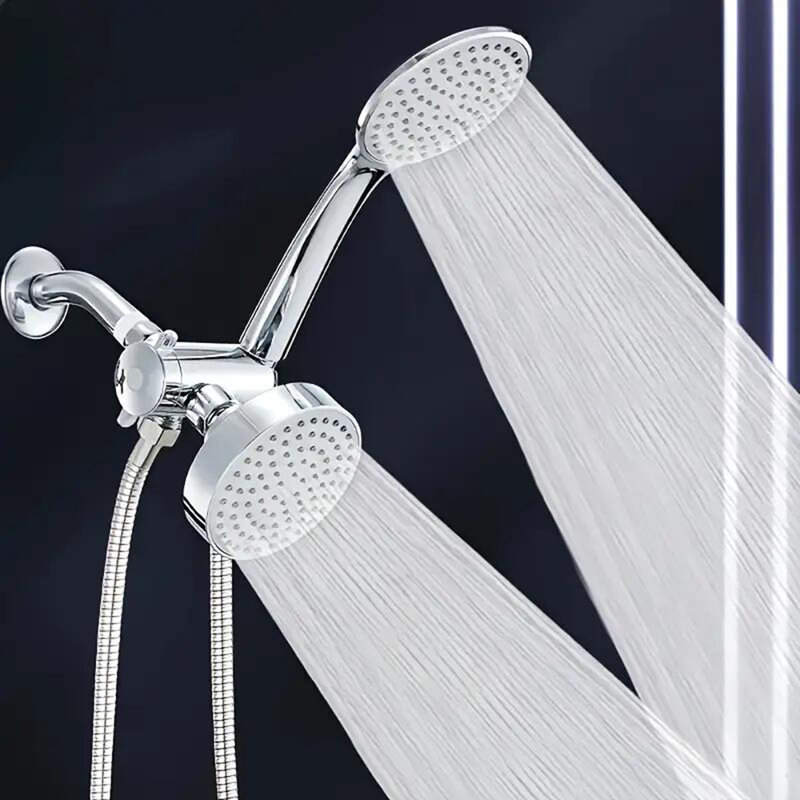 High Flow Rain Shower Head Two-in-One Handheld Set Plus Long Hose 3-Way Diverter Bathroom Sets Full Set Shower Head Bathroom Accessories