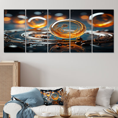 Jaune et noir, ceinture d'astéroides III - planètes, art mural 5 pièces
