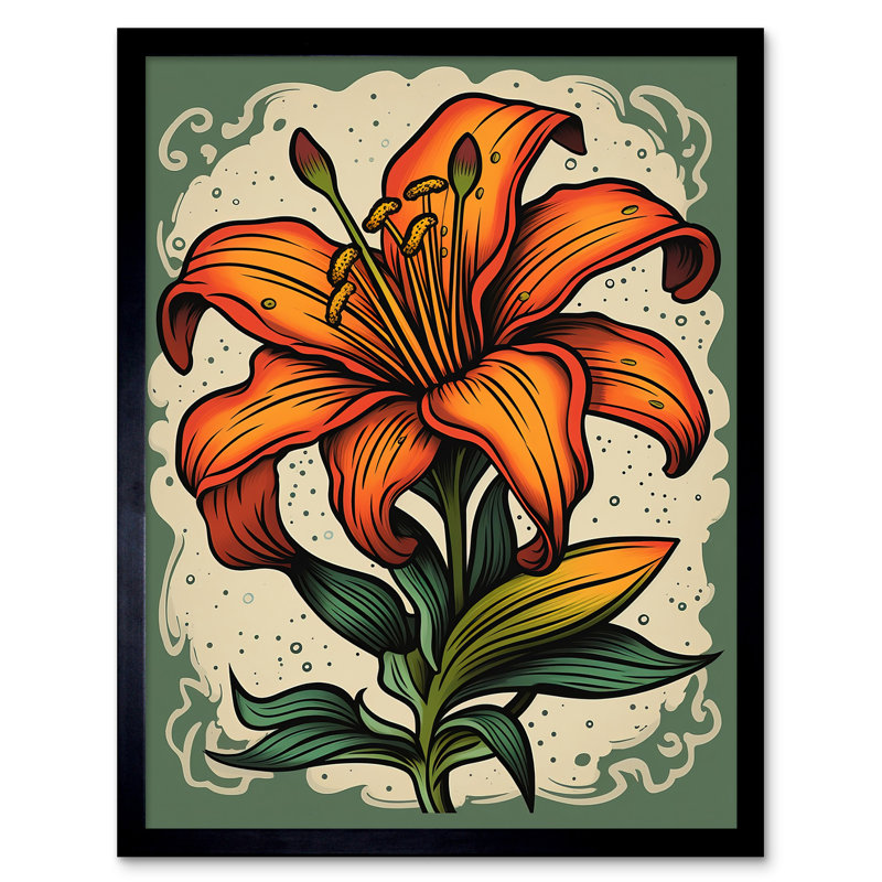 Darlane Orange Lily 1 Piece Single Picture Frame Wall Art