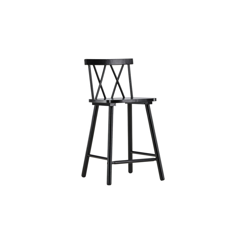 Haven Bar Stool with Solid Wood Frame, Black