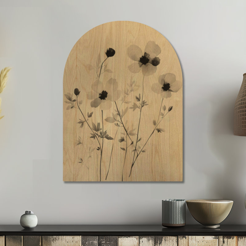 Letcher II - Décoration murale cintrée en bois beige à fleurs sauvages, H 32 po x l 24 po, Arche