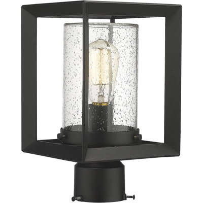 Post Lights Outdoor Fixture, 1-Light Lamp Post Lantern, Black Finish, Seeded Glass, 2083P BK