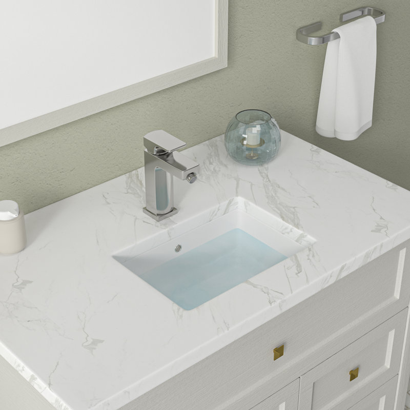 Mocoloo 17"L x 12"W Ceramic Rectangular Undermount Bathroom Sink with Overflow