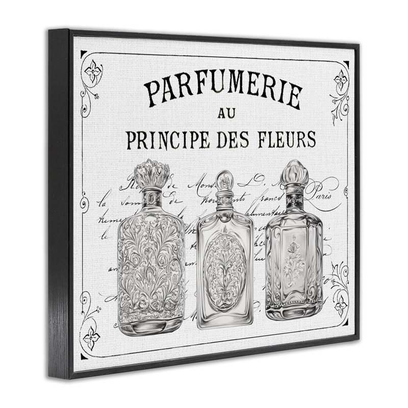 Estampe numérique de parfumerie française rétro, design par lettré et doublé, Giclée encadrée noir minuit, H 16 po x l 20 po