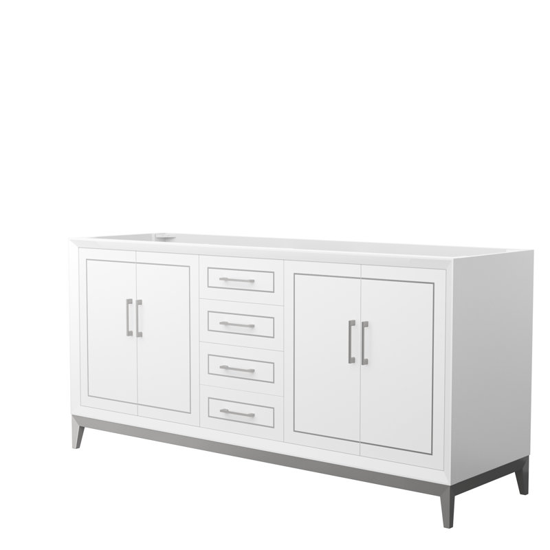 Base de meuble-lavabo double 71,75 po Marlena seulement, Blanc / gris