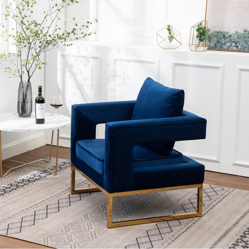 Fauteuil d'appoint rembourré Lenola, Bleu