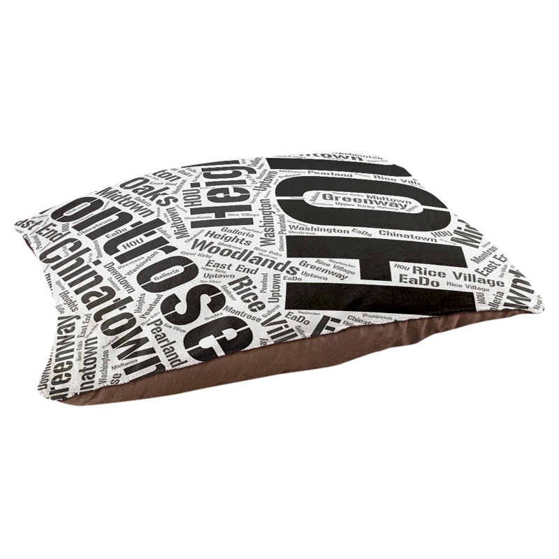 Coussin de chien « districts », Noir, Grand (l 40 po x P 30 po x H 14 po), Houston