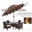 Parasol de patio 9 'avec inclinaison et manivelle - Double sommet à volants pour l'extérieur pour le jardin, la terrasse, la piscine et la détente brune dans divers environnements