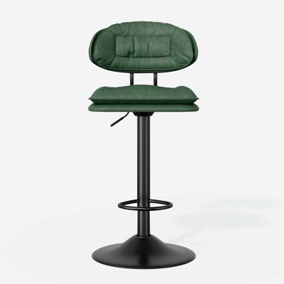 Set Of Two Ergonomic Padded Bar Stools With Backrest, Adjustable Double Layer Design For Dining Room, Home Bar, And Kitchen Island