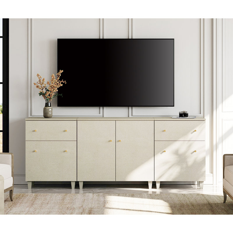 Meuble télé 3 en 1 pour téléviseurs de 85,6 po ou moins, 82,6 po, Bois beige