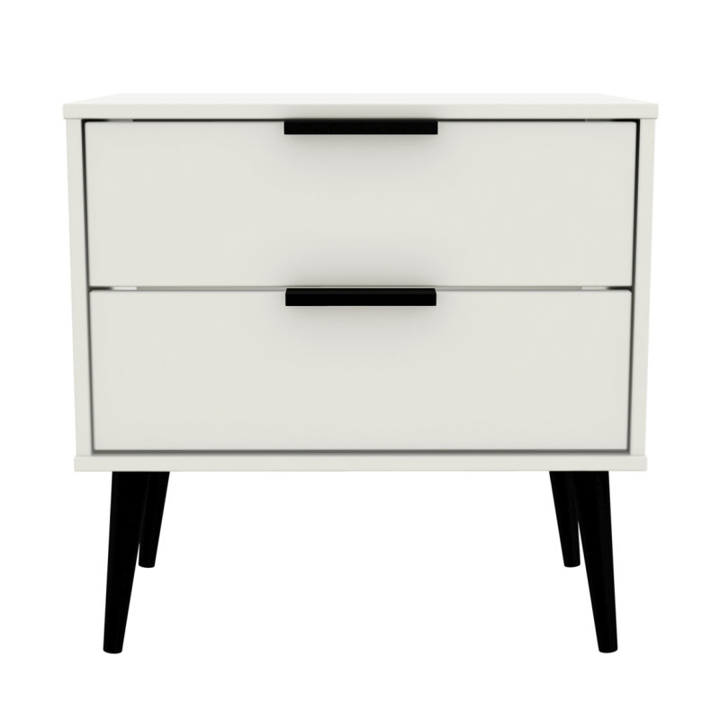 Fully Assembled Berryhill 2 Drawer Bedside Table, White