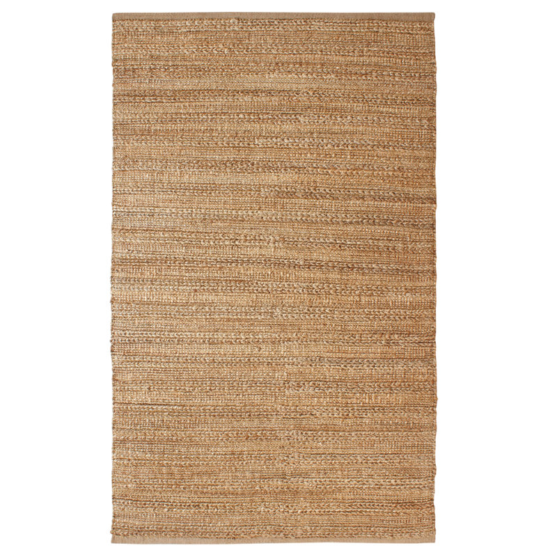 Modern Farmhouse Handmade Natural Fiber Jute Indoor Area Rug with Cotton Backing, Rectangle 9' x 12', Brown/Tan