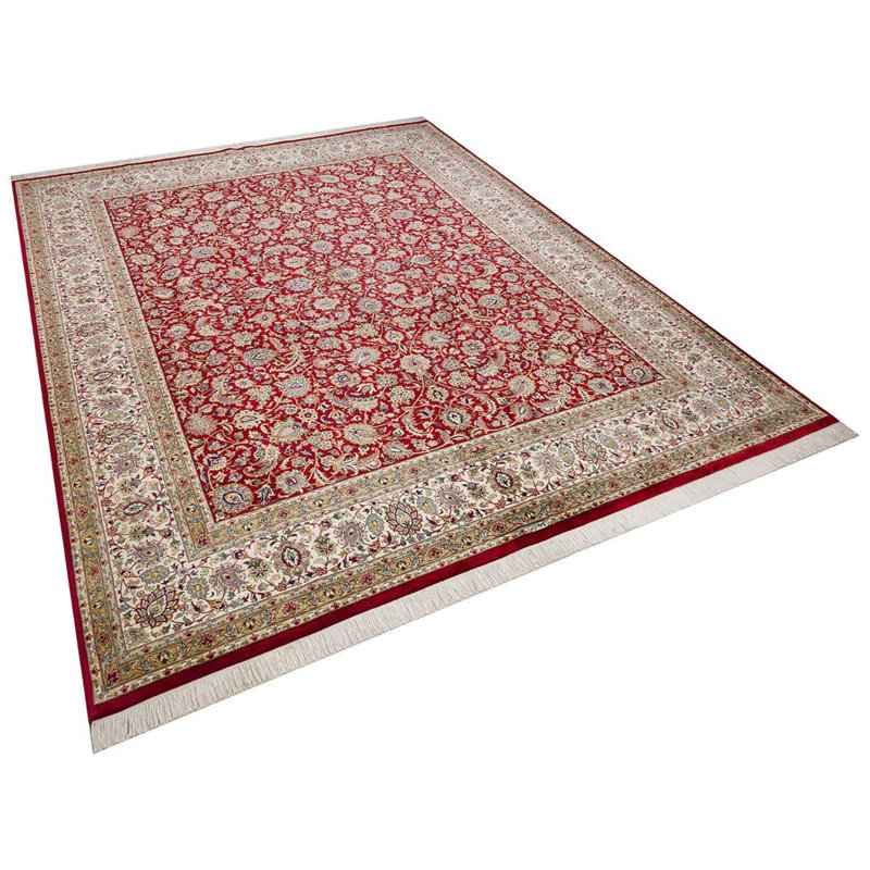 Tapis oriental oriental en laine noué à la main à motif floral bourgogne