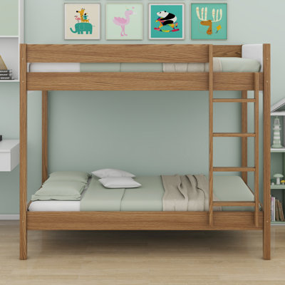 Bunk Bed Frame With Ladder, Safety Guardrails