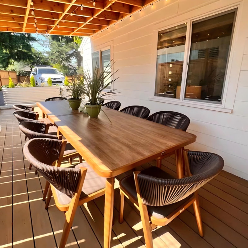 11 Pieces Patio Table And Chairs Set All-Weather Aluminum Rattan Furniture Set With Cushions Outdoor Dining Set