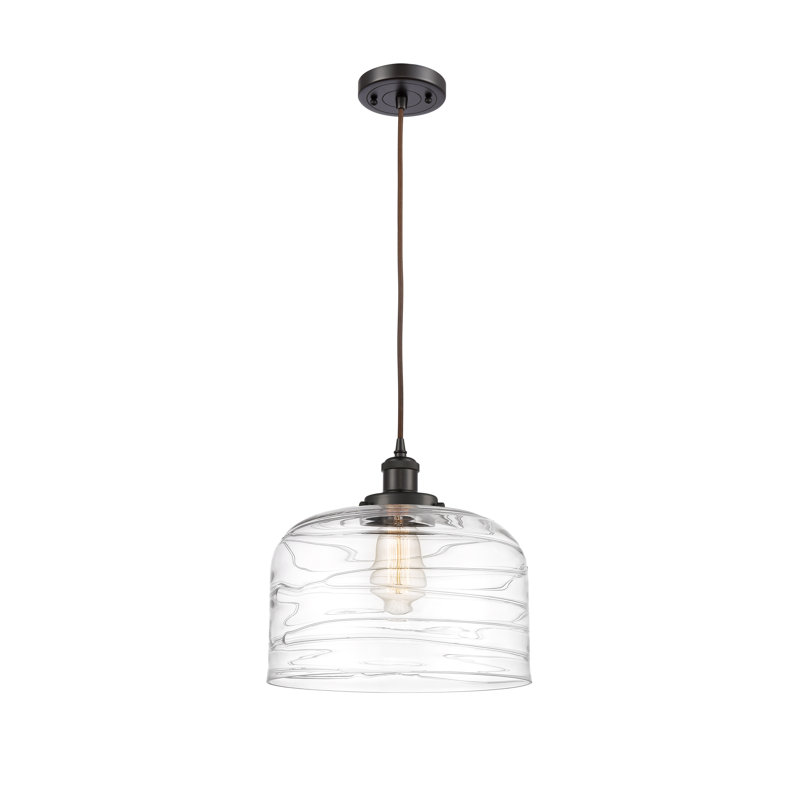 Luminaire suspendu en forme de dôme à 1 lumière Greydon, Bronze huilé