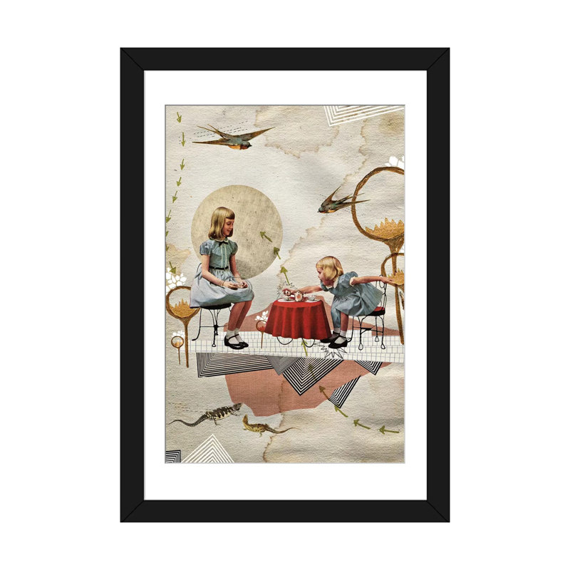 «Tea Time», impression sur toile, Blanc, Papier d'art encadré noir, H 24 po x l 16 po x P 1 po