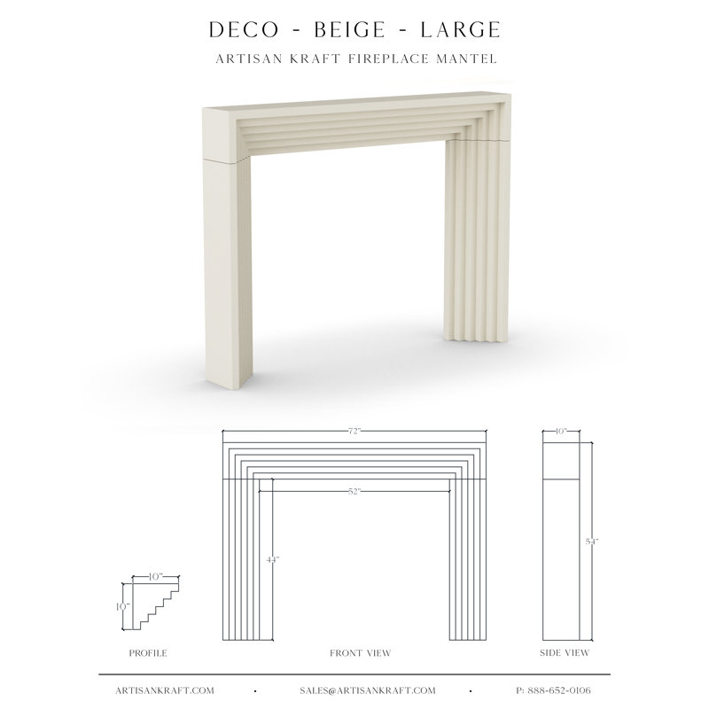 Encadrement de cheminée Deco, Beige, 10 po x 72 po x 54 po