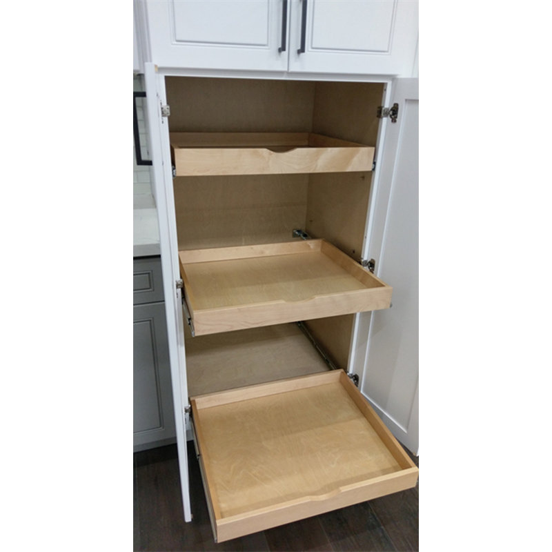 Daiona Solid Wood Pull-Out Drawer Box – 21" Deep Cabinet Organizer in Multiple Widths Out Tray with Brackets, 21" W