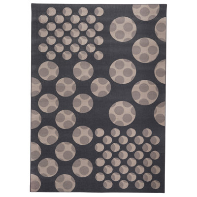 Polka Dots Area Rug in Dark Gray/Beige
