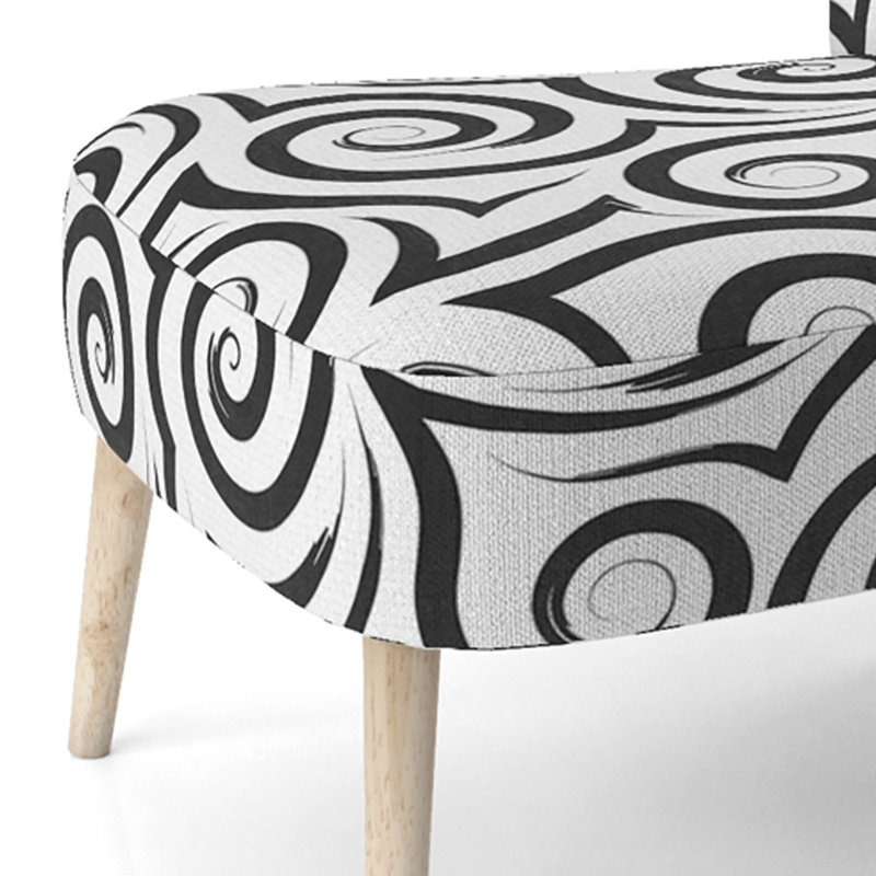 Black Curls Geometric - Upholstered Patterned Accent Side Chair