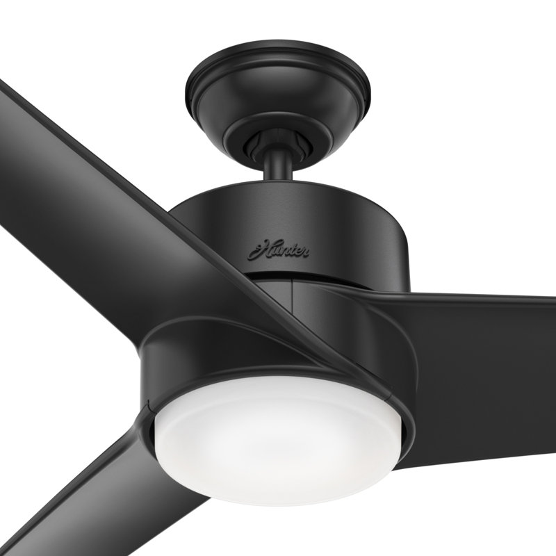54" Havoc 3 - Blade Outdoor LED Standard Ceiling Fan with Wall Control and Light Kit Included, Matte Black