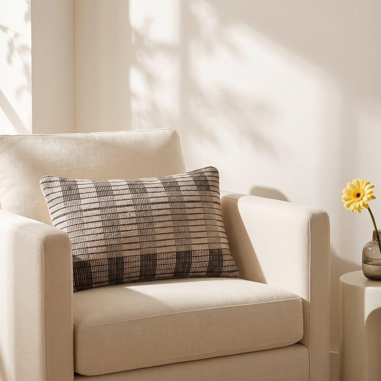 Bernadino Striped Cotton Lumbar Throw Pillow, Polyester/Polyfill