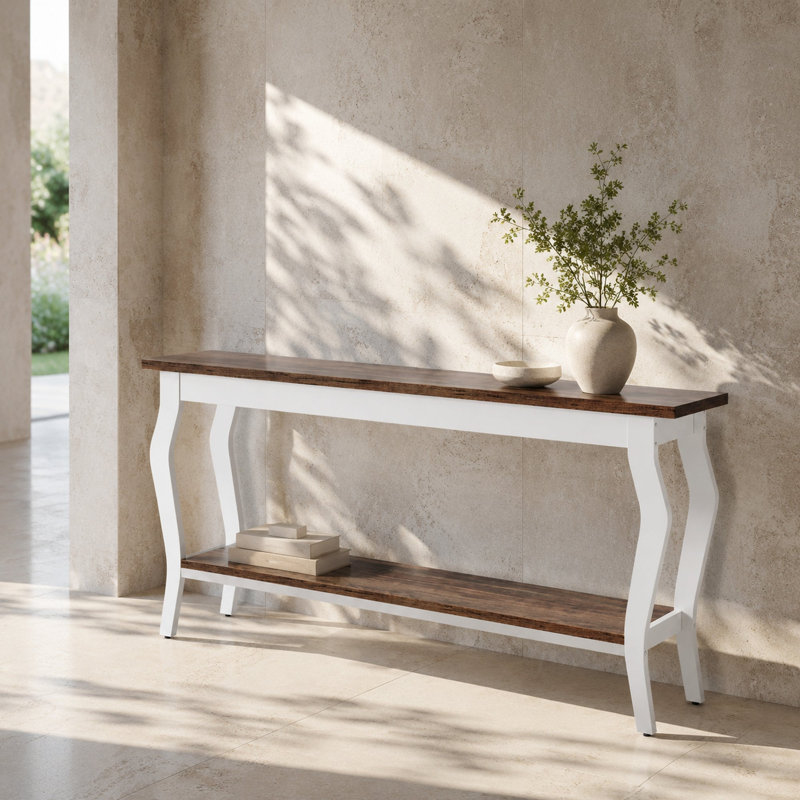 Console extra longue de 180 cm (70,9 po) à placer derrière un canapé, brune