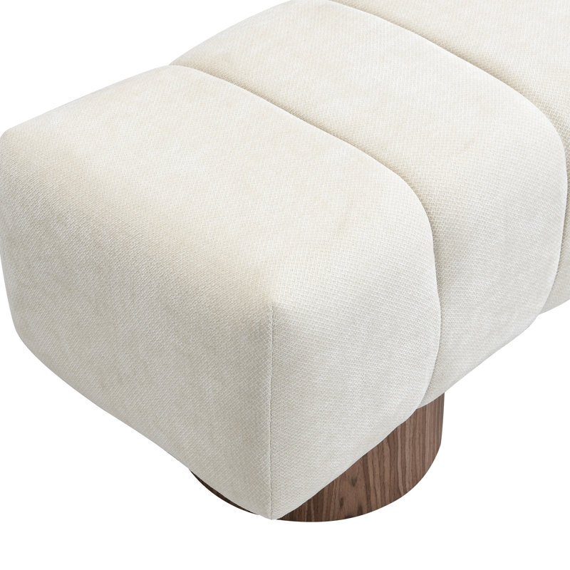 Banc en chenille beige avec capacité de poids de 300 lb, sans assemblage, convient pour la salle à manger, le salon et le lit, hauteur 17 po