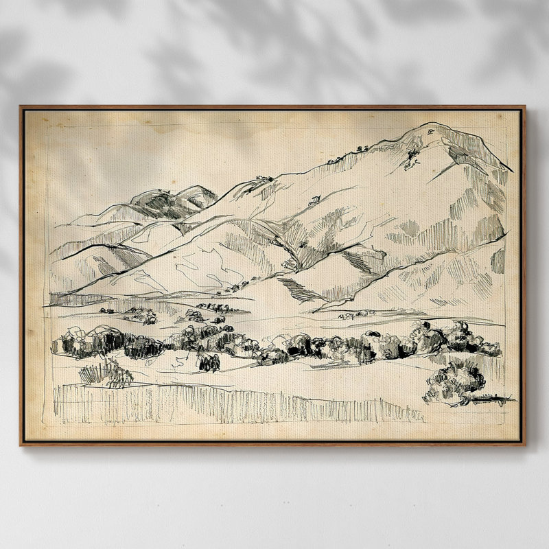Croquis de montagne I, Pas de tapis, H 17 po x l 25 po x P 2 po, Toile avec cadre noyer
