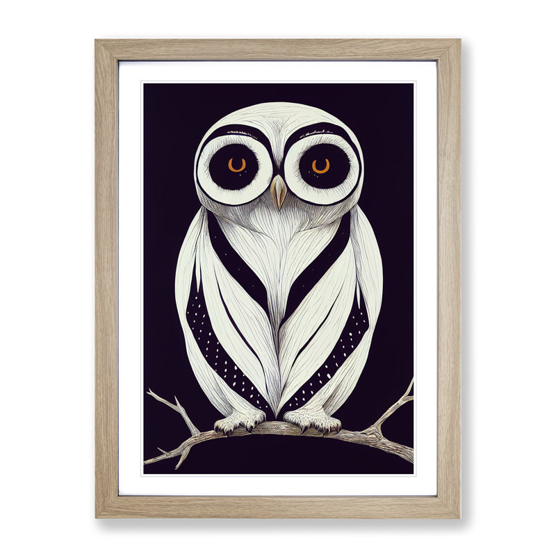 The Unreal Owl - Framed Print, 46cm H x 34cm W x 2cm D, Oak