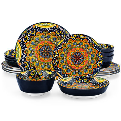 16 Piece Porcelain Dinnerware Set, Service For 4 (Set of 16)