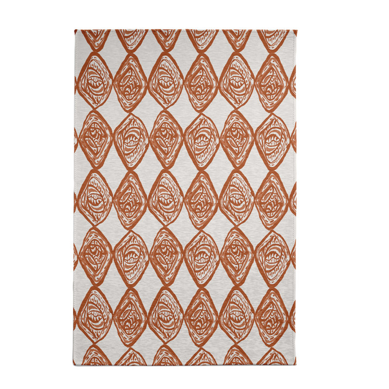 Orange géométrique/beige Tapis décoratif, Rectangle 2 pi x 3 pi
