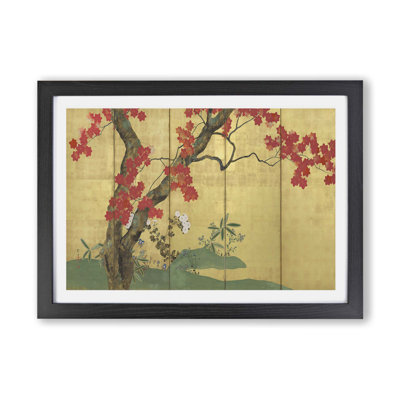Cherry & Maple Trees by Sakai Hoitsu - Framed Print